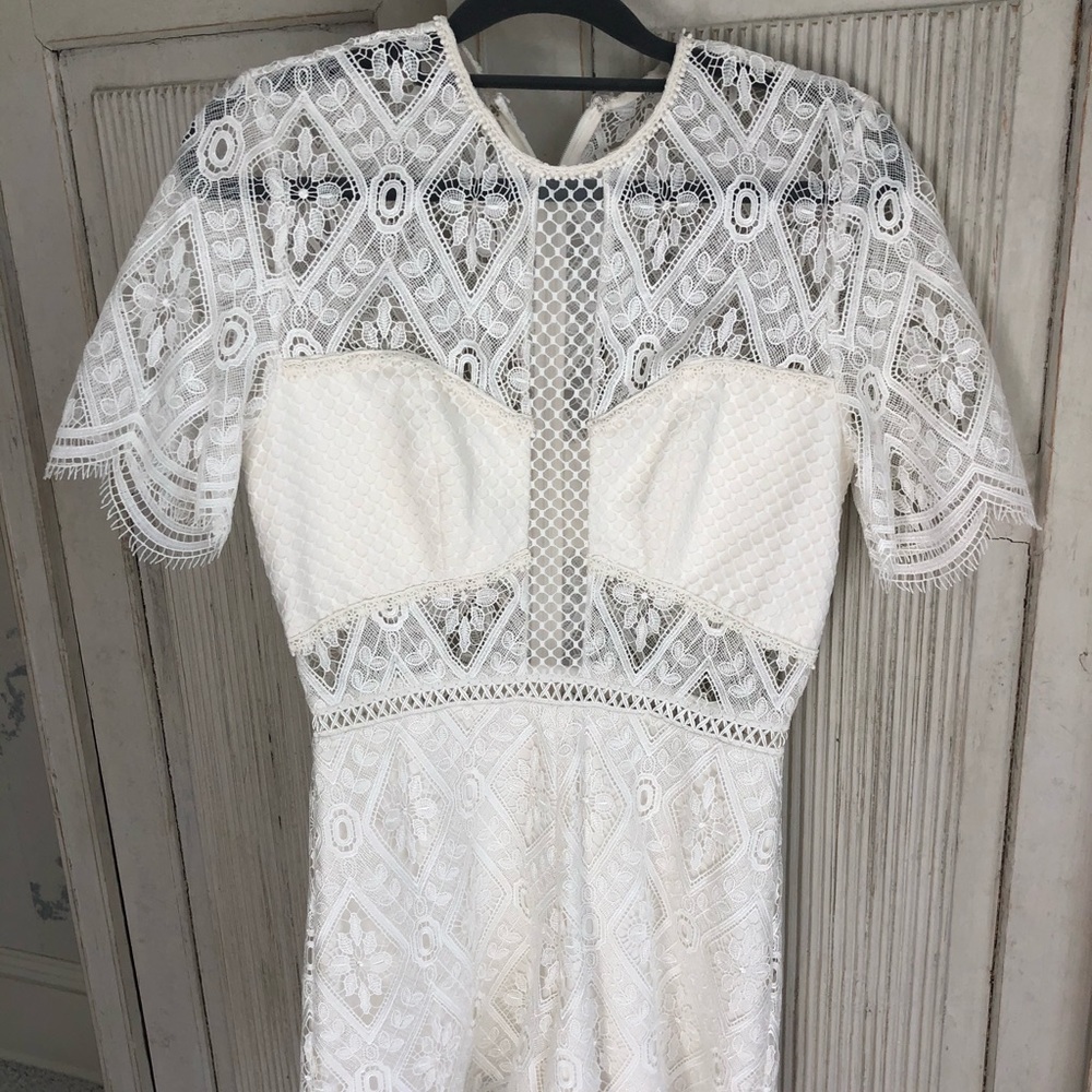 Alexis lace trimmed white romper